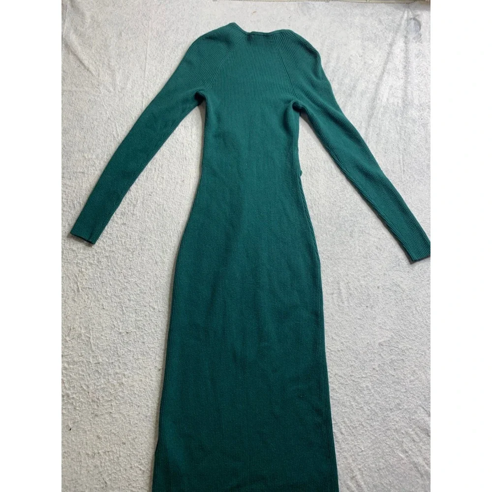 Abercrombie Fitch Ribbed Cutout Long‎ Sleeve sweater Dress Green XSP